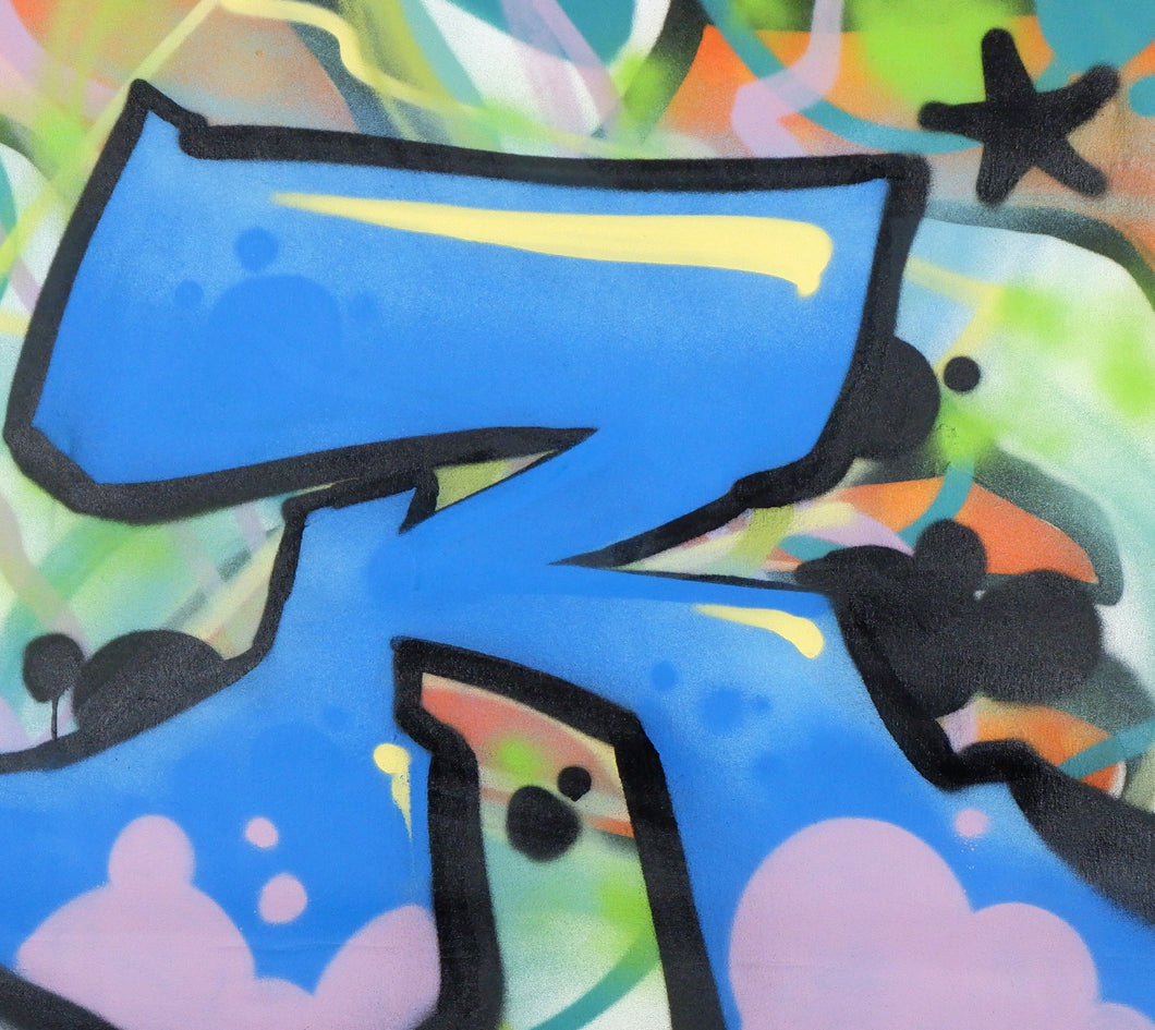 The R's Blue Purp Graffiti on Heavyweight canvas